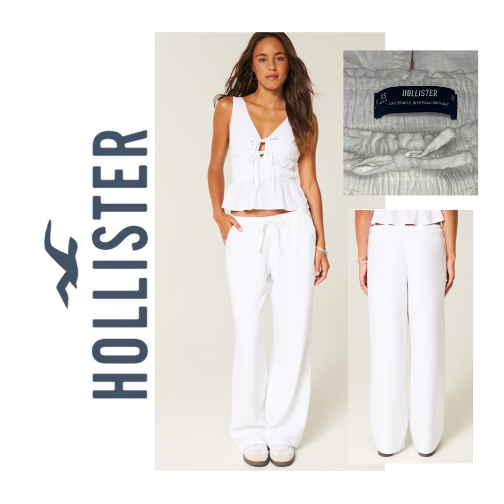 Hollister White Wide Leg Linen Pants